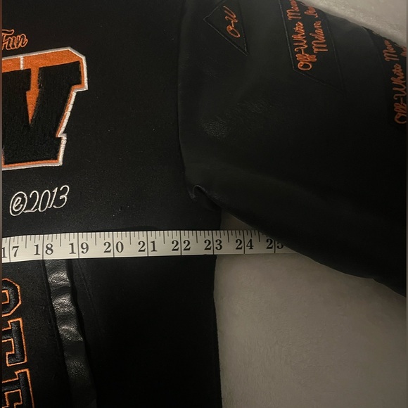 Off-White Leather Varsity Jacket Black & Orange Laboratory Of Fun Size Large - Picture 15 of 16